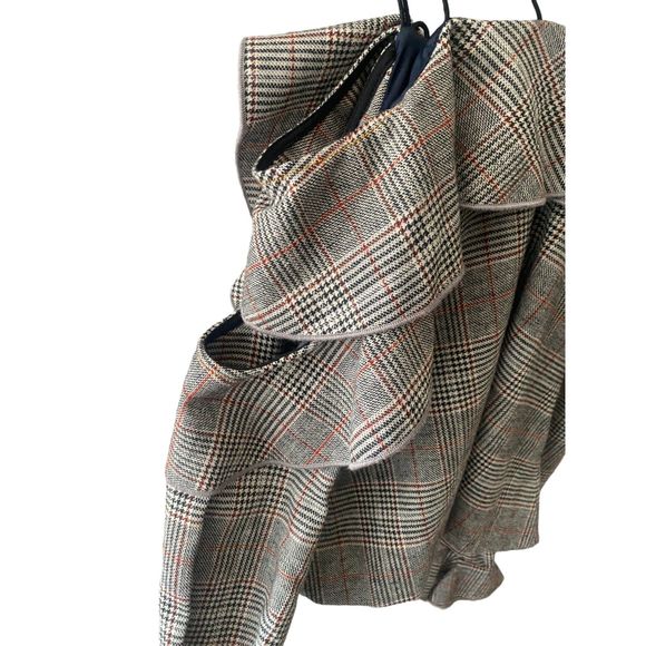 Self-Portrait Off Shoulder Check Plaid Wool Top Womens Size US 2 UK 6 - Picture 6 of 12
